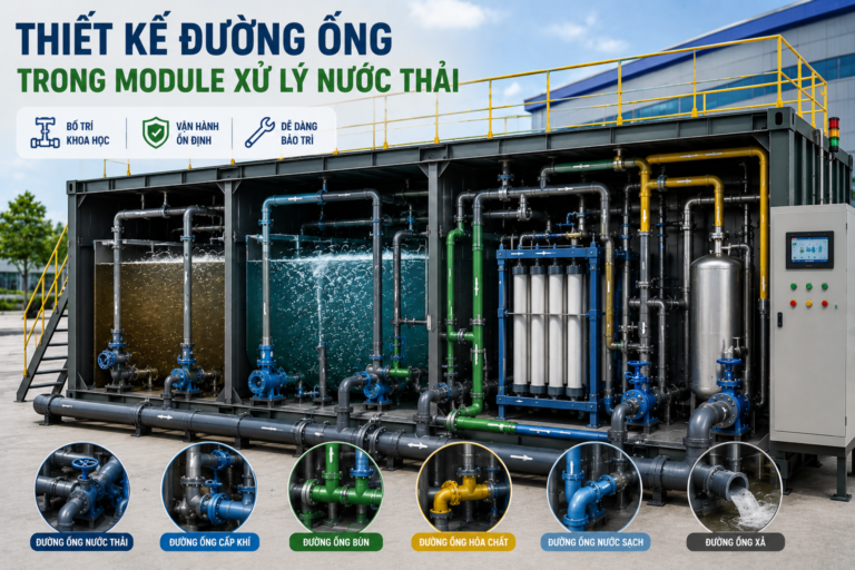 Thiết Kế Đường Ống Trong Module Xử Lý Nước Thải